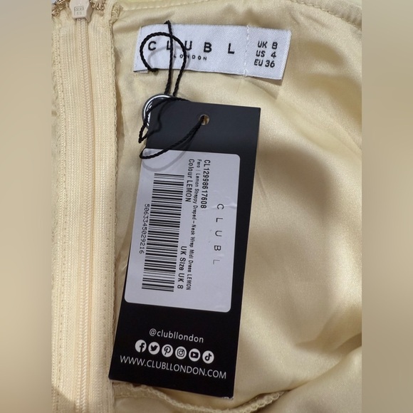 CLUBL London FARO | LEMON STRAPPY DRAPED-NECK WRAP DRESS SZ 4 - Picture 14 of 16